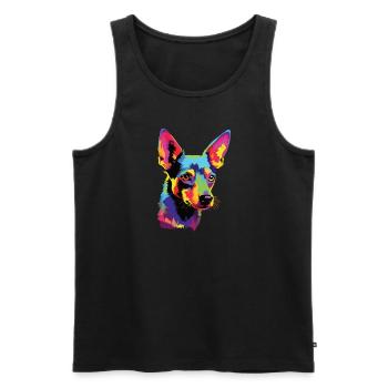 Wasserfarben Farbenfroher Portuguese Podengo - Männer Premium Bio Tank Top - Schwarz - Vorne - Michal (187cm)