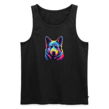 Watercolor Colorful Norwegian Elkhound - Men's Premium Organic Tank Top - black - Front - Michal (187cm)