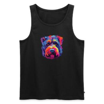 Watercolors Colorful Bouvier des Flandres - Men's Premium Organic Tank Top - black - Front - Michal (187cm)