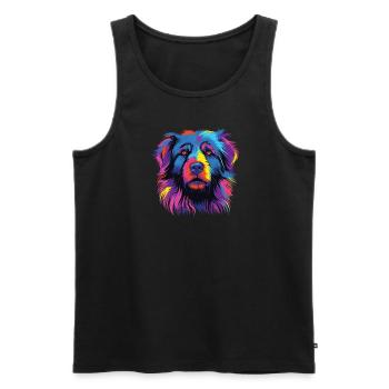 Wasserfarben Farbenfroher Petit Basset Pyrenean - Männer Premium Bio Tank Top - Schwarz - Vorne - Michal (187cm)