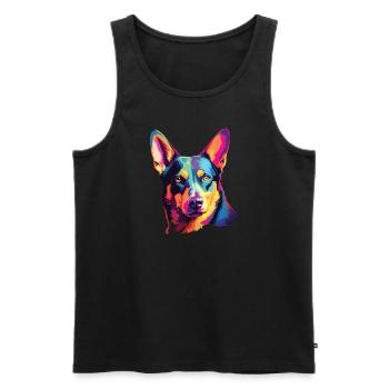 Watercolor Colorful Australian Kelpie - Men's Premium Organic Tank Top - black - Front - AI Model Male 178 light (178cm)