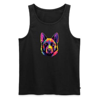 Watercolor Colorful Norwegian Elkhound - Men's Premium Organic Tank Top - black - Front - Michal (187cm)