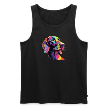 Watercolor Colorful Finnish Hound - Men's Premium Organic Tank Top - black - Front - AI Model Male 178 light (178cm)