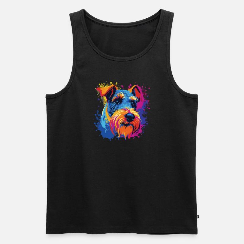 Wasserfarben Farbenfroher Drahthaar-Foxterrier - Männer Premium Bio Tank Top - Schwarz