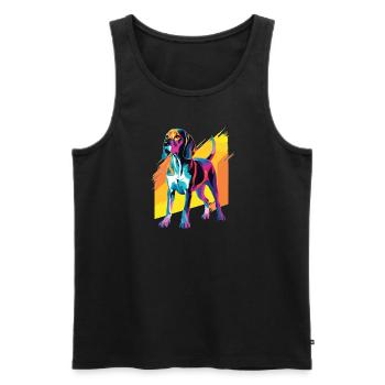 Watercolor Colorful Treeing Walker Coonhound - Men's Premium Organic Tank Top - black - Front - Michal (187cm)