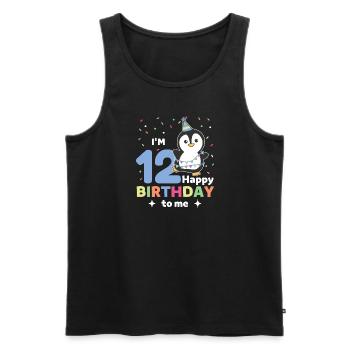 Penguin for 12th birthday for children twelve years - Men's Premium Organic Tank Top - black - Front - AI Model Male 178 light (178cm)