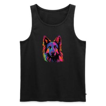 Watercolors Colorful Belgian Tervuren - Men's Premium Organic Tank Top - black - Front - Michal (187cm)
