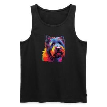 Aquarelles Colorées Bouvier des Flandres - Débardeur bio Premium Homme - noir - Devant - AI Model Male 178 light (178cm)