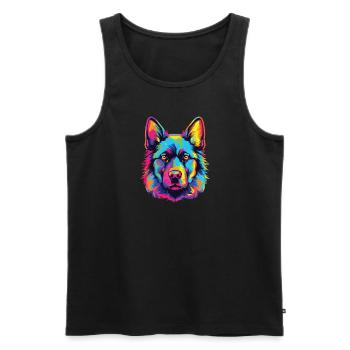 Watercolor Colorful Norwegian Elkhound - Men's Premium Organic Tank Top - black - Front - Michal (187cm)