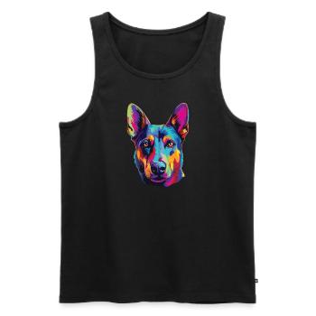 Watercolor Colorful Australian Kelpie - Men's Premium Organic Tank Top - black - Front - AI Model Male 178 light (178cm)