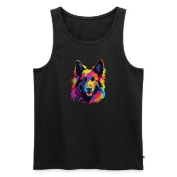 Watercolors Colorful Belgian Tervuren - Men's Premium Organic Tank Top - black - Front - Michal (187cm)