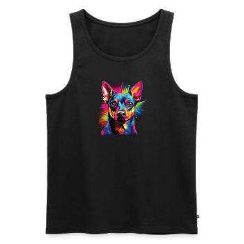 Aquarelle colorée Miniature Pinscher - Débardeur bio Premium Homme - noir - Devant - Michal (187cm)