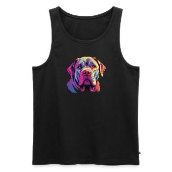 Wasserfarben Farbenfroher Mastino Napoletano - Männer Premium Bio Tank Top - Schwarz - Vorne - Michal (187cm)