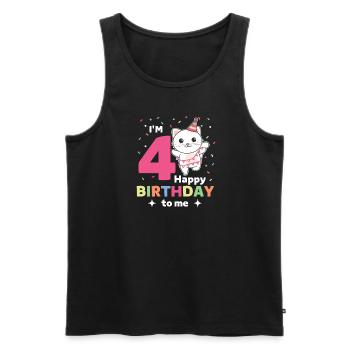Cat for 4th birthday children four years old - Men's Premium Organic Tank Top - black - Front - Michal (187cm)