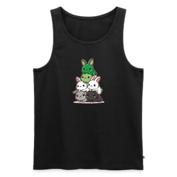 Lapins Aromantisme Drapeau Fierté Mois Mignon Lapin - Débardeur bio Premium Homme - noir - Devant - Michal (187cm)