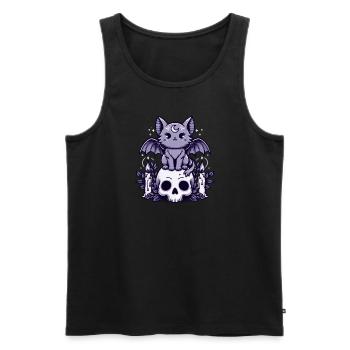 Kawaii Pastel Goth mignon Creepy Cat Bat - Débardeur bio Premium Homme - noir - Devant - Michal (187cm)