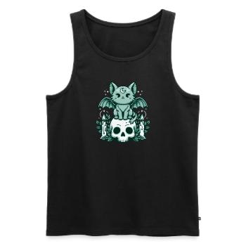 Kawaii Pastel Goth mignon Creepy Cat Bat - Débardeur bio Premium Homme - noir - Devant - Michal (187cm)