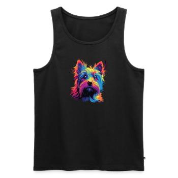 Watercolor Colorful Australian Silky Terrier - Men's Premium Organic Tank Top - black - Front - Michal (187cm)