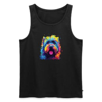 Watercolors Colorful Bouvier des Flandres - Men's Premium Organic Tank Top - black - Front - Michal (187cm)