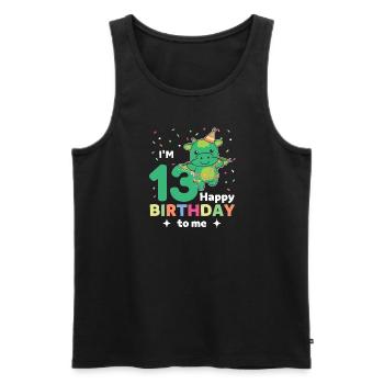 Drache zum 13. Geburtstag für Kinder dreizehn - Männer Premium Bio Tank Top - Schwarz - Vorne - Michal (187cm)