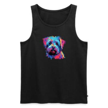 Aquarelle Coloré Dandie Dinmont Terrier - Débardeur bio Premium Homme - noir - Devant - Michal (187cm)