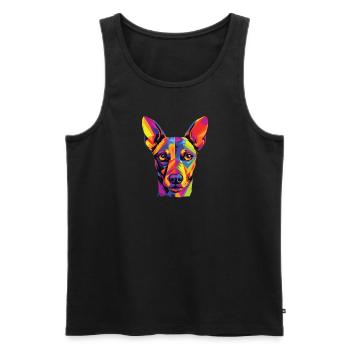 Watercolor Colorful German Pinscher - Men's Premium Organic Tank Top - black - Front - Michal (187cm)