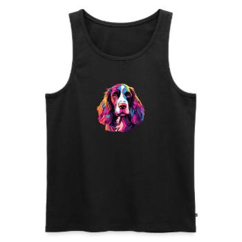 Aquarelle colorée Welsh Springer Spaniel - Débardeur bio Premium Homme - noir - Devant - Michal (187cm)