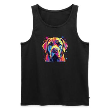 Wasserfarben Farbenfroher Boerboel - Männer Premium Bio Tank Top - Schwarz - Vorne - Michal (187cm)