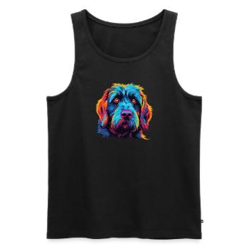 Aquarelle colorée Griffon Korthals - Débardeur bio Premium Homme - noir - Devant - Michal (187cm)