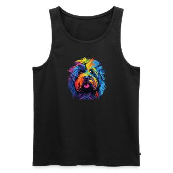 Aquarelle colorée Puli - Débardeur bio Premium Homme - noir - Devant - AI Model Male 178 light (178cm)