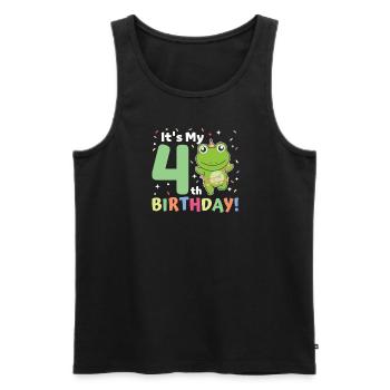 Frog for 4th birthday children four years old - Men's Premium Organic Tank Top - black - Front - Michal (187cm)