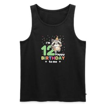 Raccoon for 12th birthday for children twelve years - Men's Premium Organic Tank Top - black - Front - AI Model Male 178 light (178cm)