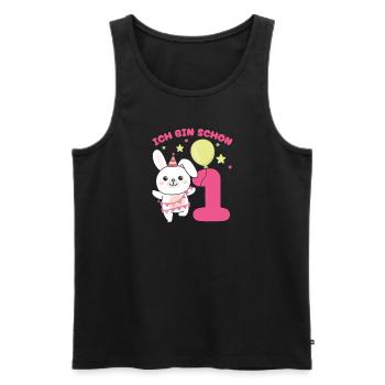 Ich bin schon 1 Hasen Geburtstags Kinder - Männer Premium Bio Tank Top - Schwarz - Vorne - Michal (187cm)