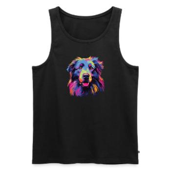 Wasserfarben Farbenfroher Petit Basset Pyrenean - Männer Premium Bio Tank Top - Schwarz - Vorne - Michal (187cm)