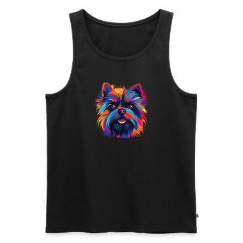 Aquarelle colorée Affenpinscher - Débardeur bio Premium Homme - noir - Devant - Michal (187cm)