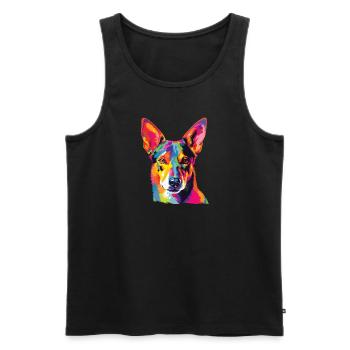 Wasserfarben Farbenfroher Basenji - Männer Premium Bio Tank Top - Schwarz - Vorne - AI Model Male 178 light (178cm)