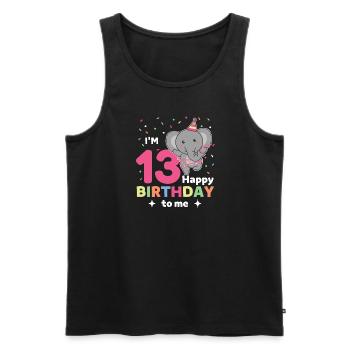 Elefant zum 13. Geburtstag für Kinder dreizehn - Männer Premium Bio Tank Top - Schwarz - Vorne - Michal (187cm)