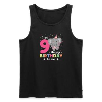 Eléphant pour les enfants de 9 ans de neuf ans - Débardeur bio Premium Homme - noir - Devant - AI Model Male 178 light (178cm)