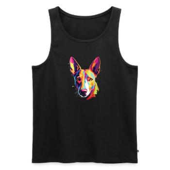 Wasserfarben Farbenfroher Basenji - Männer Premium Bio Tank Top - Schwarz - Vorne - AI Model Male 178 light (178cm)