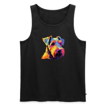 Watercolor Colorful Welsh Terrier - Men's Premium Organic Tank Top - black - Front - Michal (187cm)