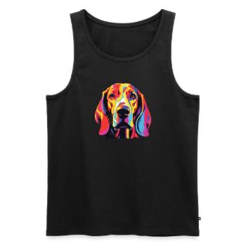 Wasserfarben Farbenfroher American Foxhound - Männer Premium Bio Tank Top - Schwarz - Vorne - AI Model Male 178 light (178cm)
