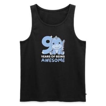 Dino zum 9. Geburtstag Kinder neun Jahre alt - Männer Premium Bio Tank Top - Schwarz - Vorne - Michal (187cm)