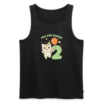 Ich bin schon 2 Katzen Geburtstags Kinder - Männer Premium Bio Tank Top - Schwarz - Vorne - Michal (187cm)