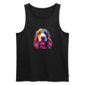 Wasserfarben Farbenfroher Petit Basset Griffon - Männer Premium Bio Tank Top - Schwarz - Vorne - AI Model Male 178 light (178cm)