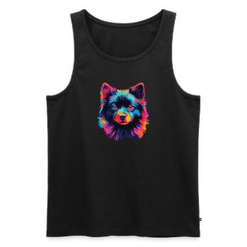 Wasserfarben Farbenfroher Schipperke - Männer Premium Bio Tank Top - Schwarz - Vorne - AI Model Male 178 light (178cm)