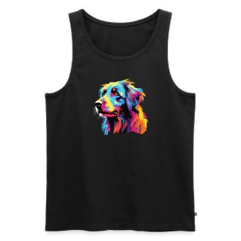 Wasserfarben Farbenfroher Petit Basset Pyrenean - Männer Premium Bio Tank Top - Schwarz - Vorne - Michal (187cm)