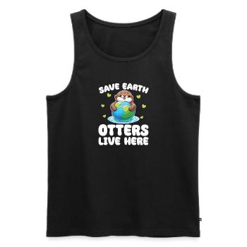 Rettet die Erde Otters leben hier Earth Day - Männer Premium Bio Tank Top - Schwarz - Vorne - Michal (187cm)