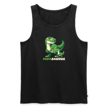 Papasaurus Fête des pères Meilleur papa T-Rex Dinosaure - Débardeur bio Premium Homme - noir - Devant - Michal (187cm)