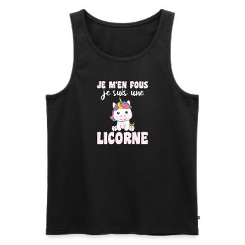 Je m'en fous je suis une licorne - süßes Einhorn - Männer Premium Bio Tank Top - Schwarz - Vorne - AI Model Male 178 light (178cm)