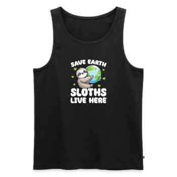 Save the Earth Sloths Live Here Earth Day - Men's Premium Organic Tank Top - black - Front - Michal (187cm)